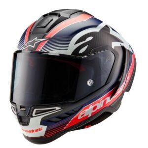 Alpinestars Supertech R10 Team Helmet - Black/Carbon Red Fluo/Blue Matte