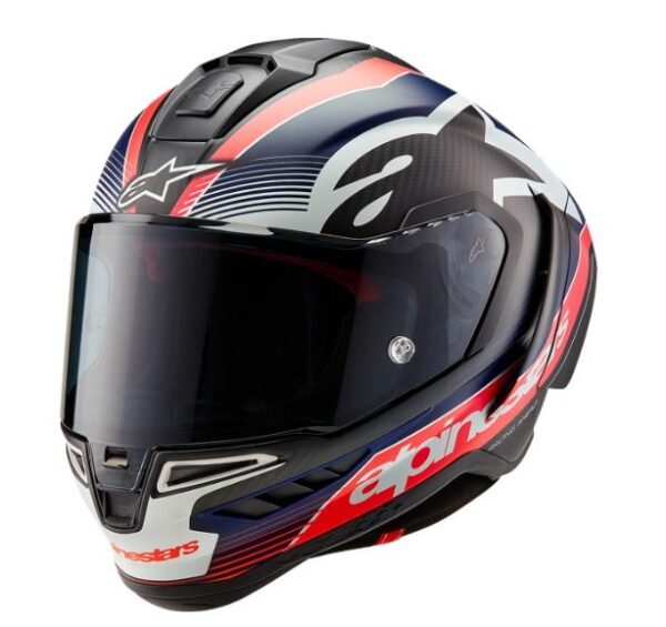 Alpinestars Supertech R10 Team Helmet - Black/Carbon Red Fluo/Blue Matte